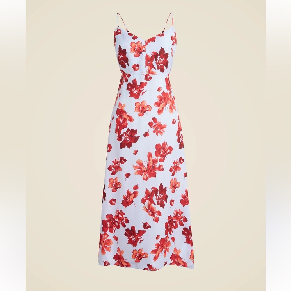 J. Crew NWT Natasha Slip Dress Blue with Red Floral Print Size 6 - Picture 8 of 12